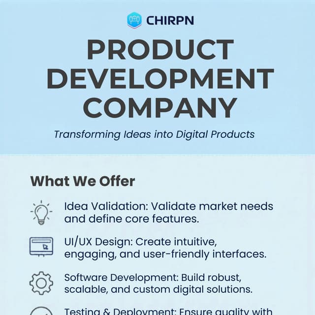 Product Development Company Transforming Ideas Into Growth Chirpn | PDF