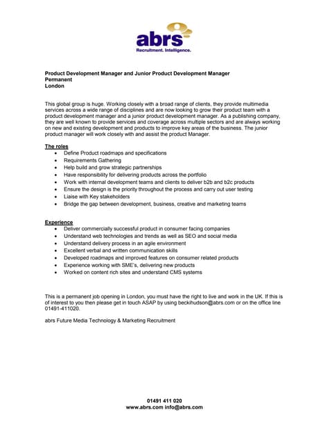 Product manager telecoms PDF Business Business and Finance Product manager telecoms PDF Business Business and Finance