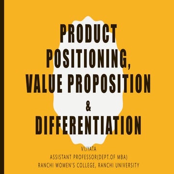 Product differentiation and positioning
