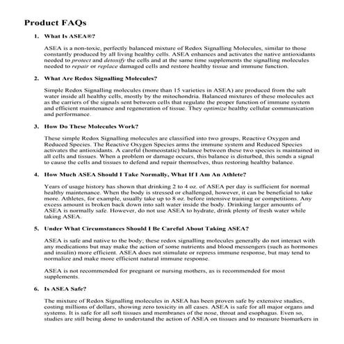 ASEA Product FAQs