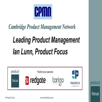 Product focus -- leading product management