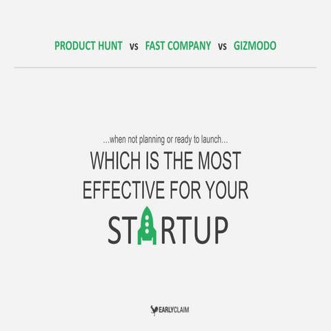 Unplanned startup launch: Product Hunt vs Fast Company vs Gizmodo. Source eff...