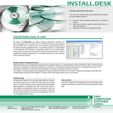 Install Desk Product Information