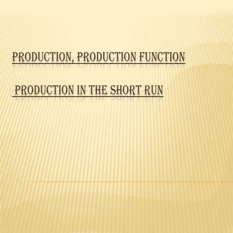Production Managerial Economics