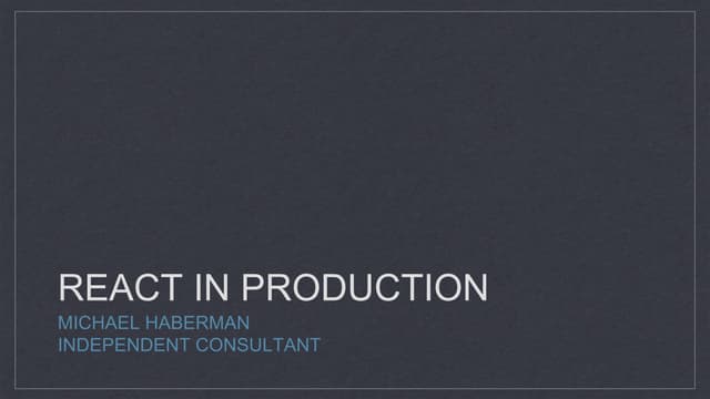React in production | PPTX