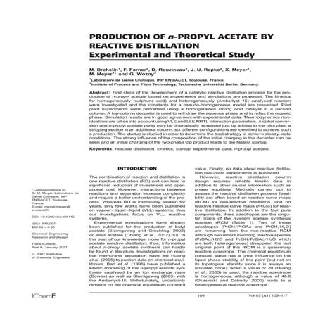 Production of-n-propyl-acetate-by-reactive-distillation-experimental-and-theo...