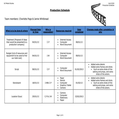 Production schedule-template
