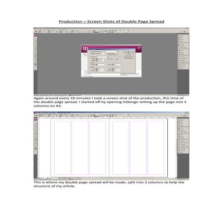 Production screen shots of double page spread