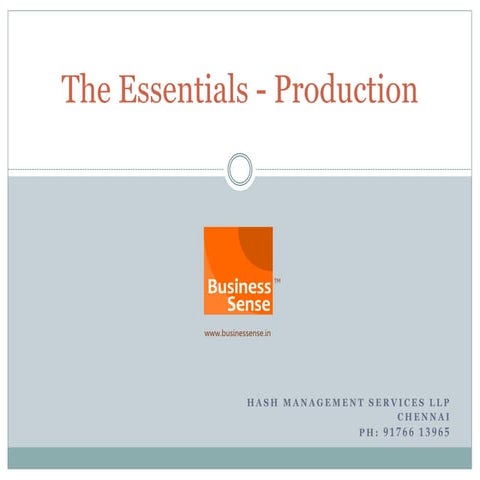 Beginners Guide to Production Management - In Tamil Language