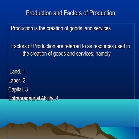 Production and factors of production