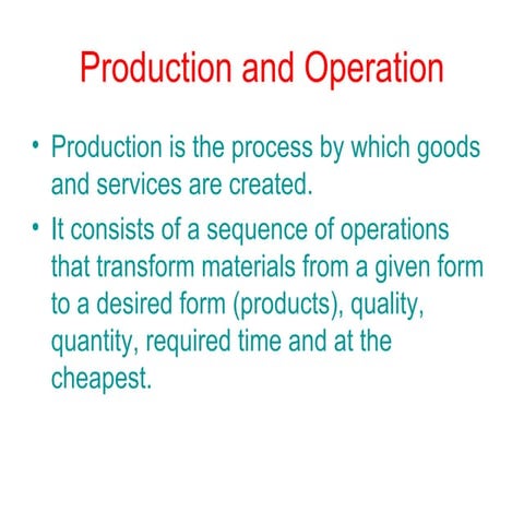Production And Operation Materials