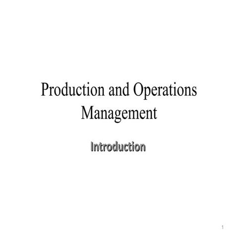 Production and operations management