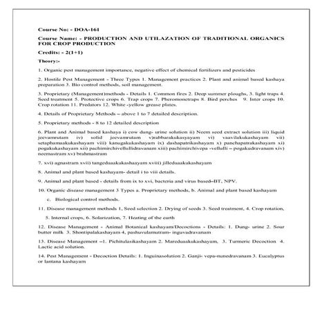 PRODUCTION AND UTILAZATION OF TRADITIONAL ORGANICS FOR CROP PRODUCTION by Raj...