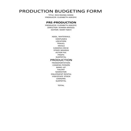 Production budgeting propsal1