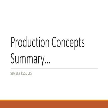 Production concepts summary