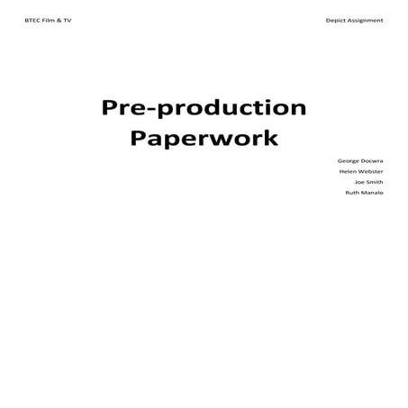 Pre-production Paperwork 