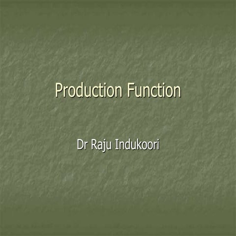Production Function   