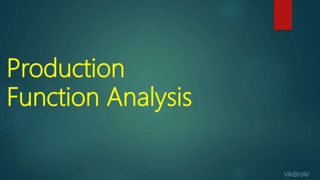 Production function analysis