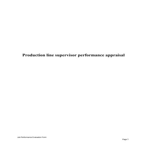 Production line supervisor performance appraisal