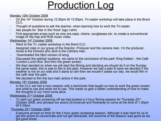 Production log | DOC