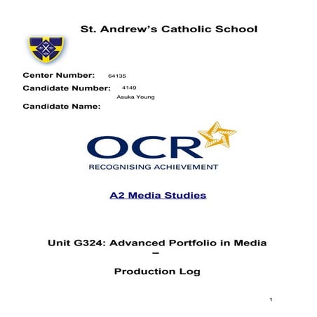 Production log   planning & research corrections done