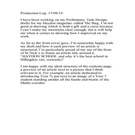 Production log 17/09/14