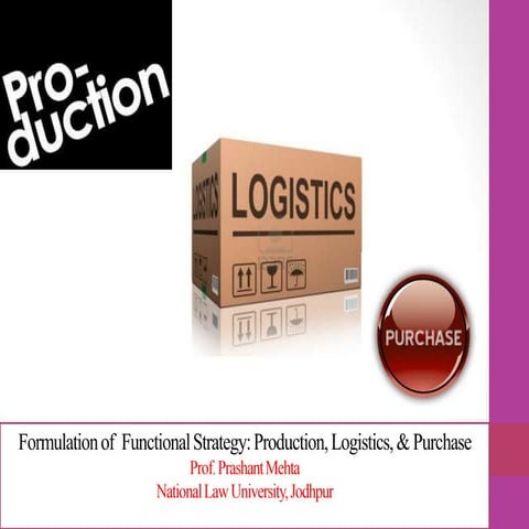 Production, Logistics, and Purchase strategy