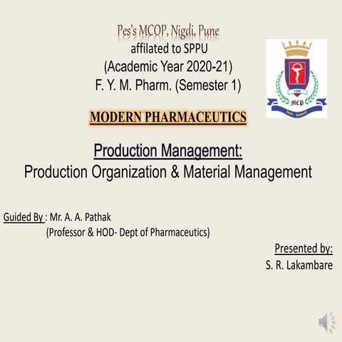 Production Organization & Material Management