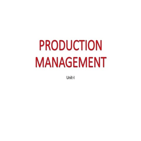 Production Management in Mnaufacturing industry