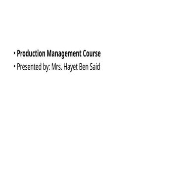 MIS Role in Production | PPT