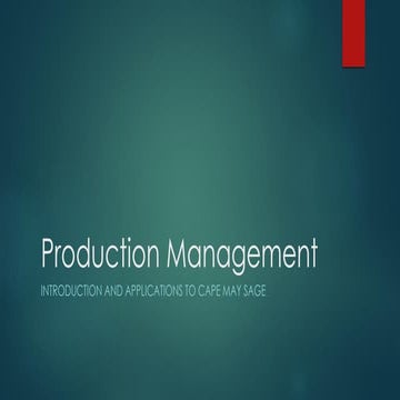 Production management presentation | PPT