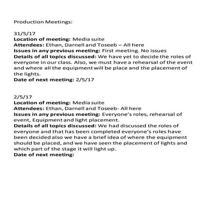 Production meetings(Honopopo)