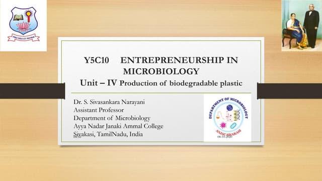 Production of biodegradable. plastic