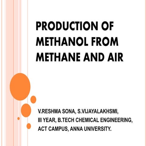Production of methanol from methane and air | PPTX
