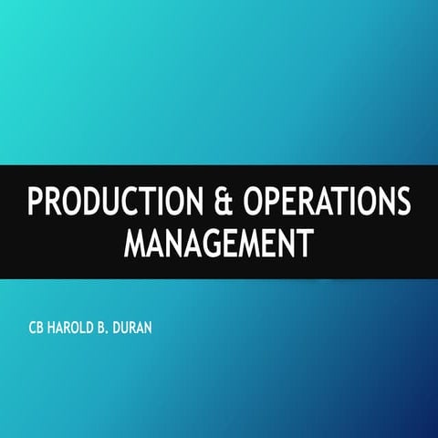 Production & operations management