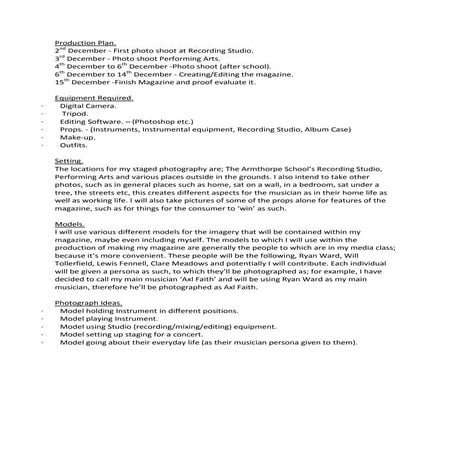 Production plan. | DOCX