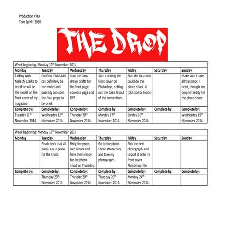 Production plan template | DOCX