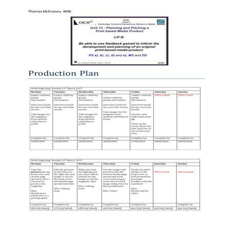 Production plan