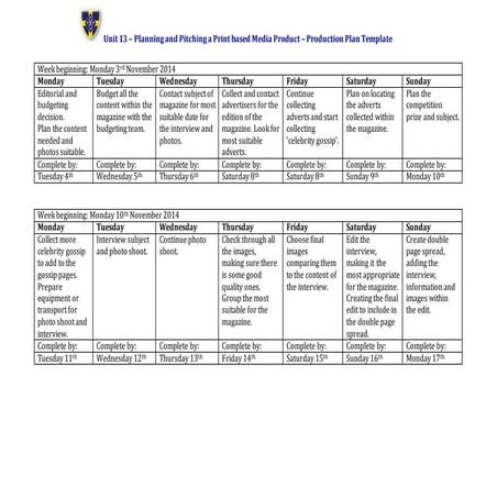 Production plan | DOCX