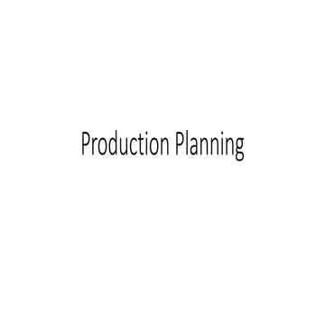 Production planning
