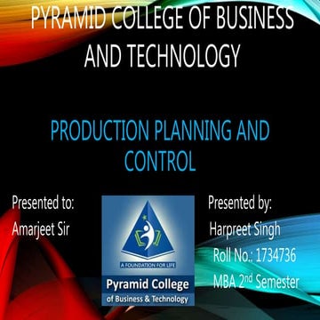 Production planning and control