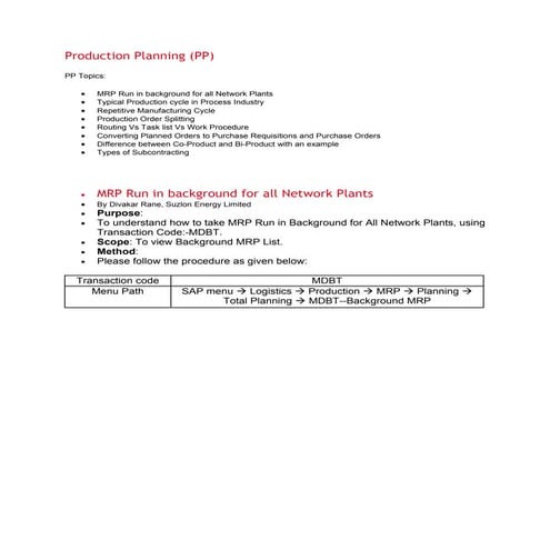 Production planningmisc