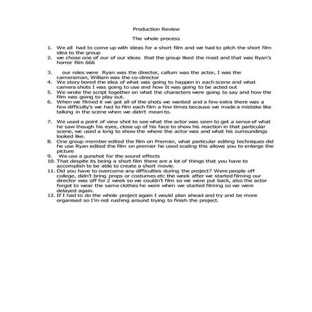 Pre production meeting summaries | PPTX