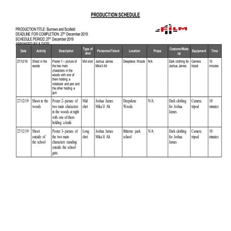 Location recce template | DOCX
