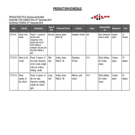 Location recce template | DOCX