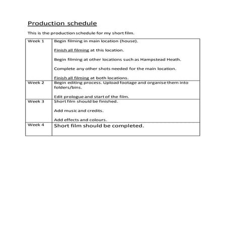 Production schedule | DOCX