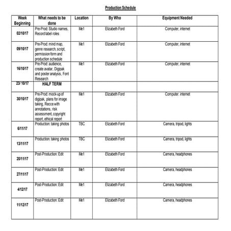 Production schedule | PPTX