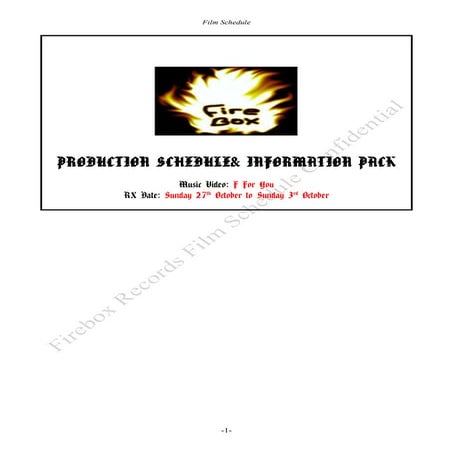 Production Schedule - Draft One