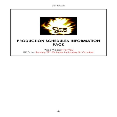 Production Schedule Draft Two