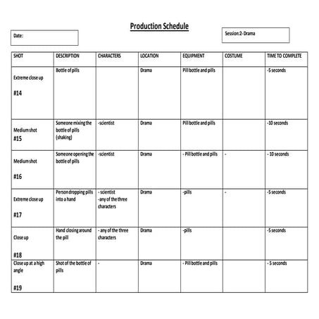 Production schedule template | DOCX